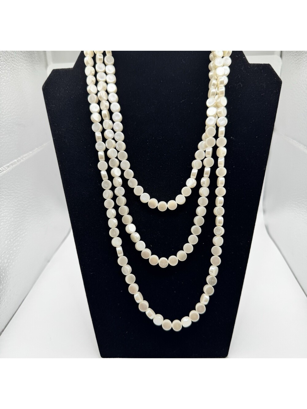 Vintage Flapper 60 in Cream Faux Mother Of Pearl 1920s Gatsby Style